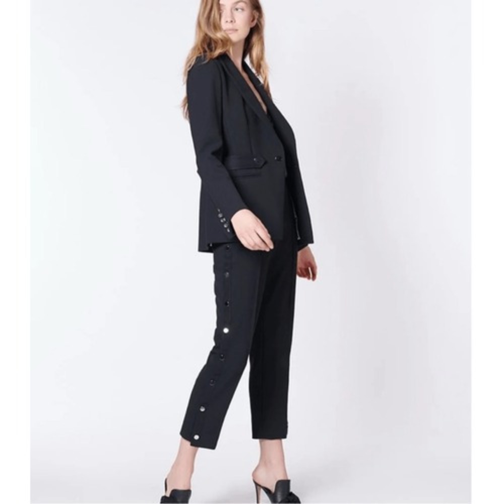 Veronica Beard Snap Button Side Straight Leg Pants Womens Black Size 2 (T1)